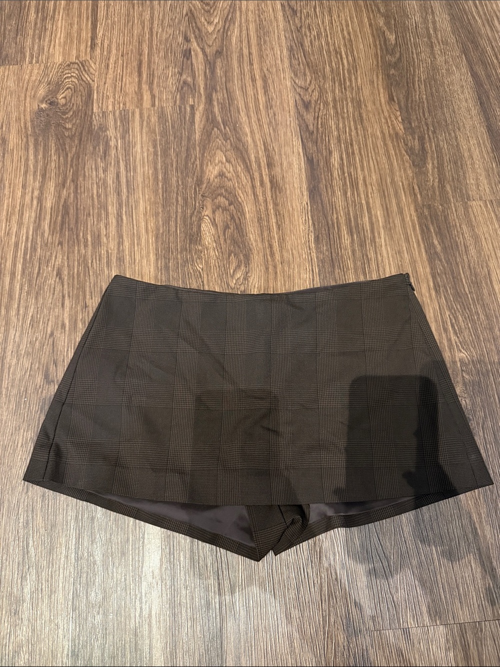 Sunday Best Brown & Black Plaid Skort Shorts